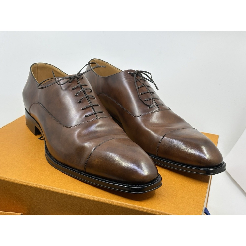 Louis Vuitton mens brown oxford dress shoes US size 12 Comes W Box richelieu - Picture 3 of 13